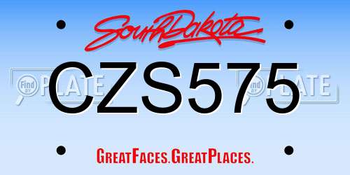 CZS575 South Dakota License Plate