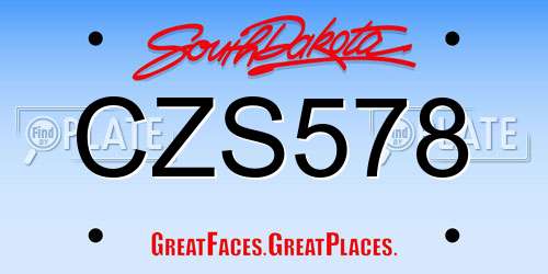 CZS578 South Dakota License Plate