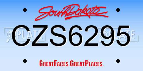 CZS6295 South Dakota License Plate