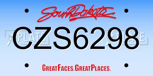 CZS6298 South Dakota License Plate