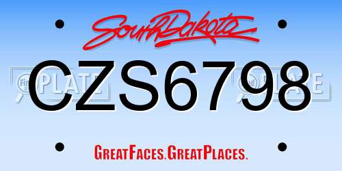 CZS6798 South Dakota License Plate