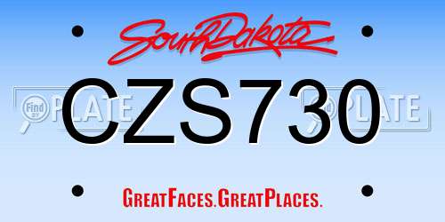 CZS730 South Dakota License Plate