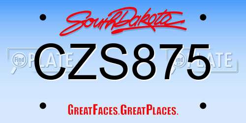 CZS875 South Dakota License Plate