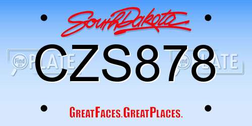 CZS878 South Dakota License Plate