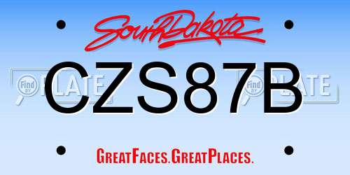 CZS87B South Dakota License Plate