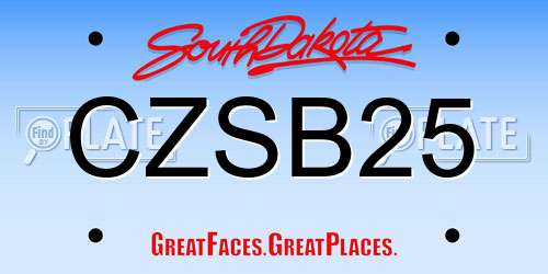 CZSB25 South Dakota License Plate
