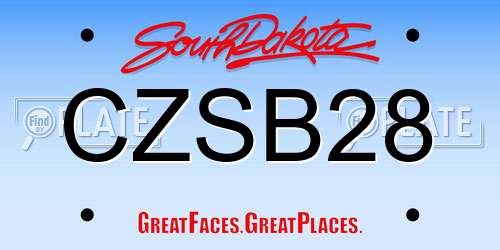 CZSB28 South Dakota License Plate