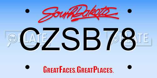 CZSB78 South Dakota License Plate