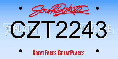 CZT2243 South Dakota License Plate