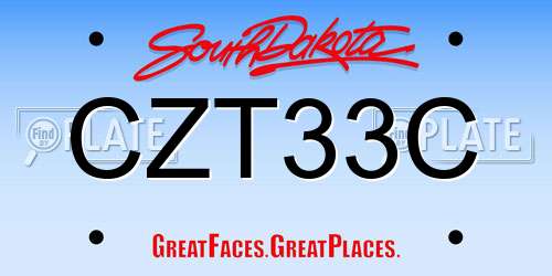 CZT33C South Dakota License Plate