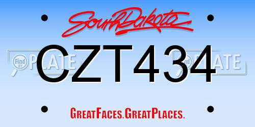 CZT434 South Dakota License Plate