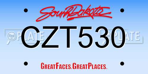 CZT530 South Dakota License Plate