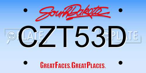 CZT53D South Dakota License Plate