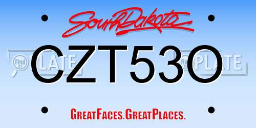 CZT53O South Dakota License Plate