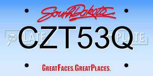 CZT53Q South Dakota License Plate