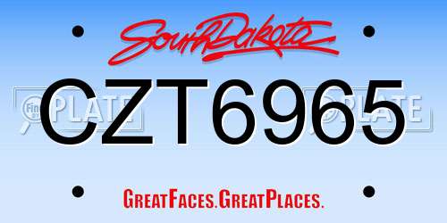 CZT6965 South Dakota License Plate