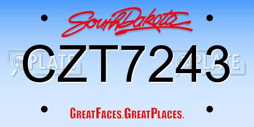 CZT7243 South Dakota License Plate