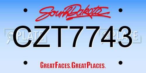 CZT7743 South Dakota License Plate