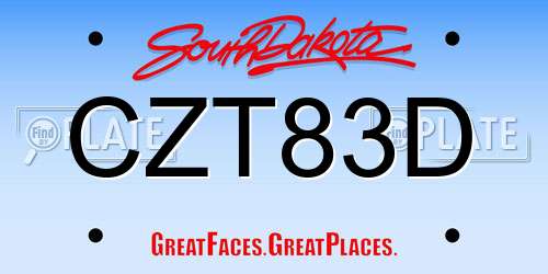 CZT83D South Dakota License Plate