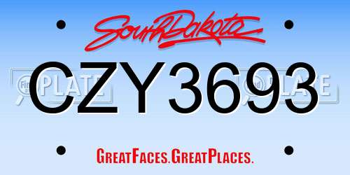 CZY3693 South Dakota License Plate
