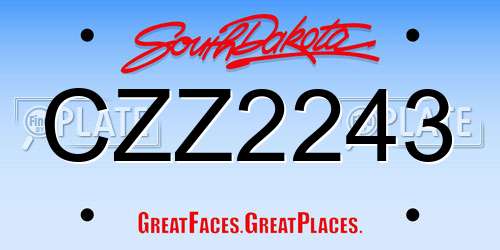 CZZ2243 South Dakota License Plate