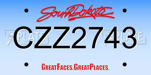CZZ2743 South Dakota License Plate