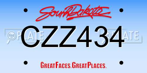 CZZ434 South Dakota License Plate