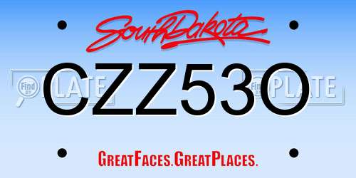 CZZ53O South Dakota License Plate