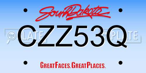 CZZ53Q South Dakota License Plate