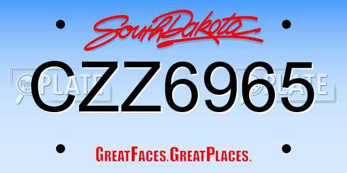 CZZ6965 South Dakota License Plate
