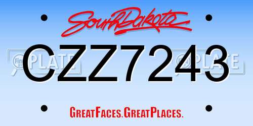 CZZ7243 South Dakota License Plate