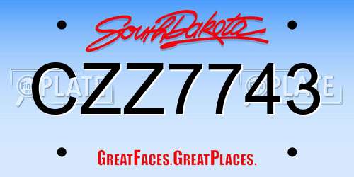 CZZ7743 South Dakota License Plate