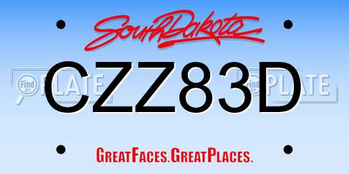 CZZ83D South Dakota License Plate