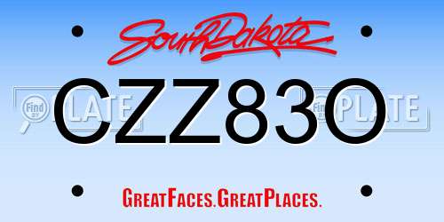 CZZ83O South Dakota License Plate