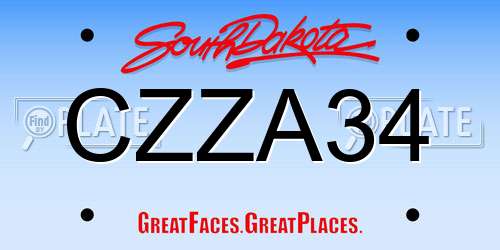 CZZA34 South Dakota License Plate
