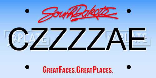 CZZZZAE South Dakota License Plate