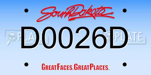 D0026D South Dakota License Plate