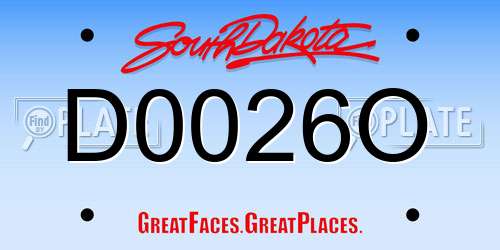 D0026O South Dakota License Plate