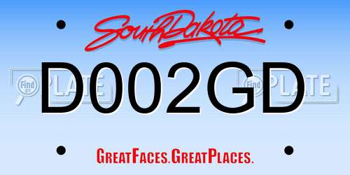D002GD South Dakota License Plate