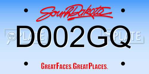 D002GQ South Dakota License Plate