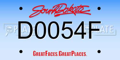 D0054F South Dakota License Plate
