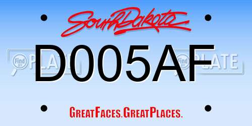 D005AF South Dakota License Plate