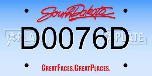 D0076D South Dakota License Plate