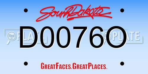 D0076O South Dakota License Plate