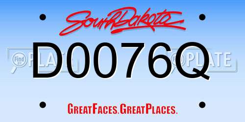 D0076Q South Dakota License Plate