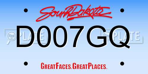 D007GQ South Dakota License Plate