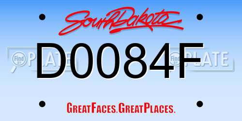 D0084F South Dakota License Plate