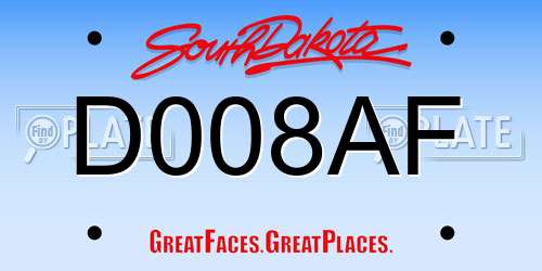 D008AF South Dakota License Plate