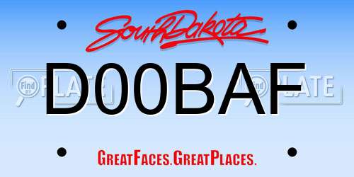 D00BAF South Dakota License Plate