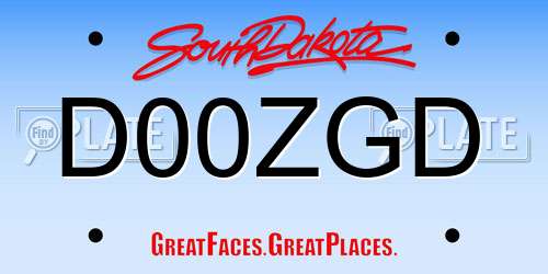 D00ZGD South Dakota License Plate